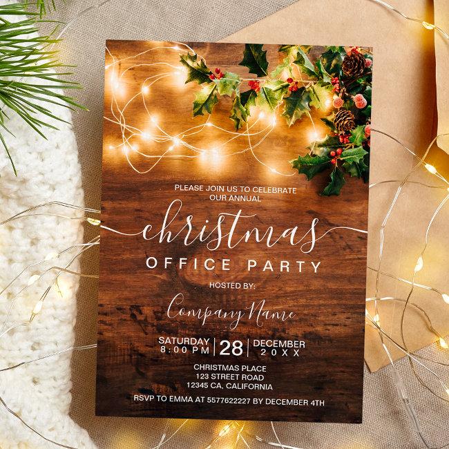 Rustic Christmas Country Corporate Mistletoe Logo Invitation