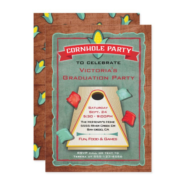 Rustic Cornhole Bean Bag Toss Party Invitation