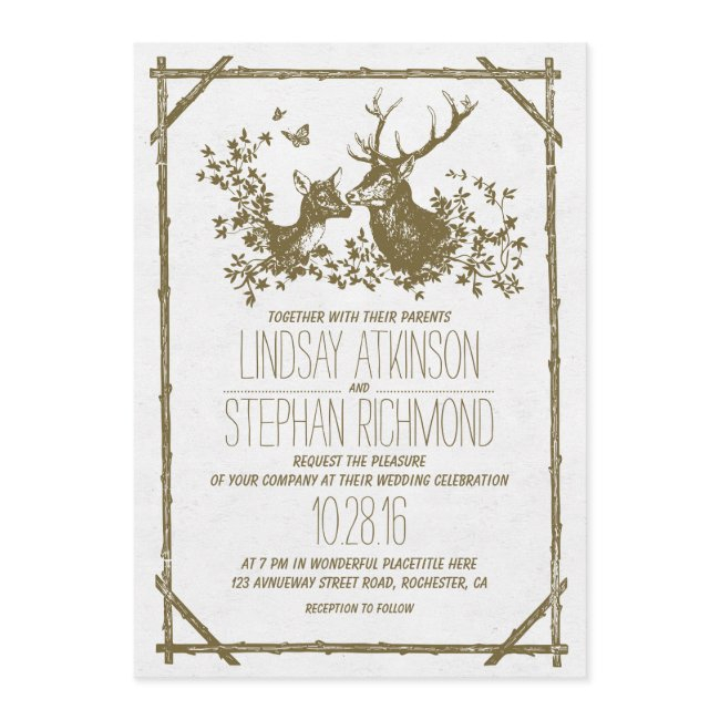 Rustic Country Wedding Invites With Deer