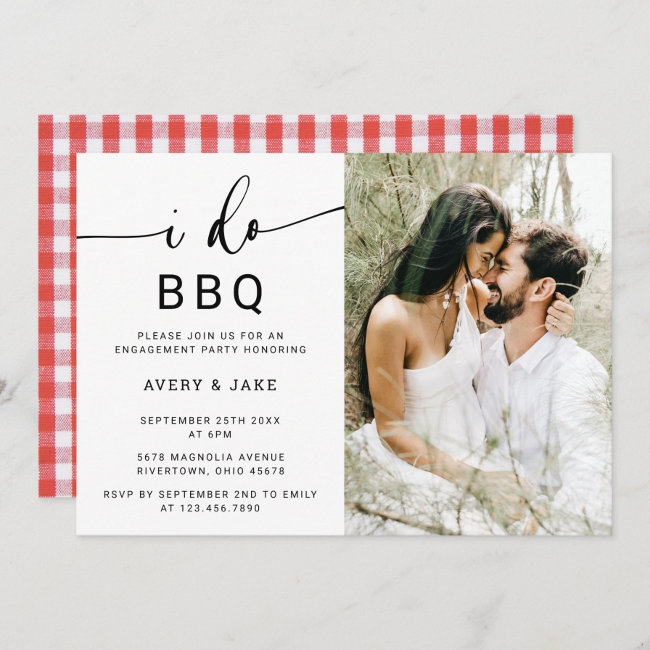 Rustic Elegant Photo I Do Bbq Engagement Party Invitation