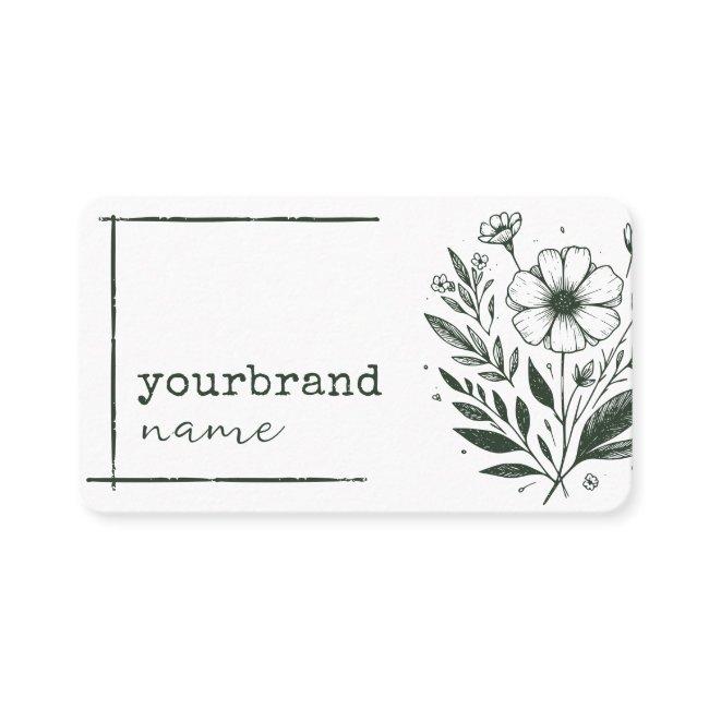 Rustic Floral Boutique Flower Herbs Drawing Green Business Invitations
