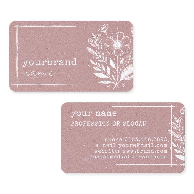 Rustic Floral Boutique Flower Kraft Paper Rose Business Invitations