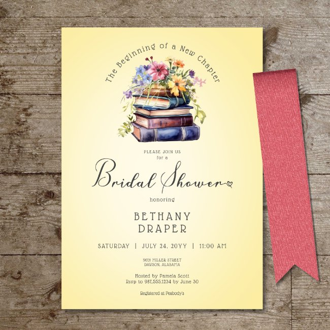 Rustic Floral New Chapter Begins Yellow Shower Invitation