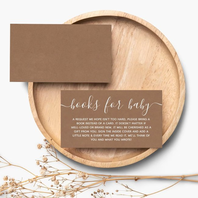 Rustic Kraft Baby Shower Book Request Enclosure Invitations