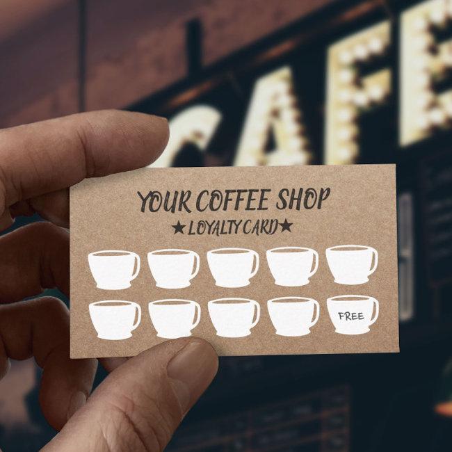 Rustic Kraft Coffee Cups Coffee Loyalty Invitations