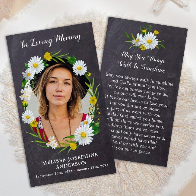 Rustic Memorial Floral Photo Funeral Prayer Invitations