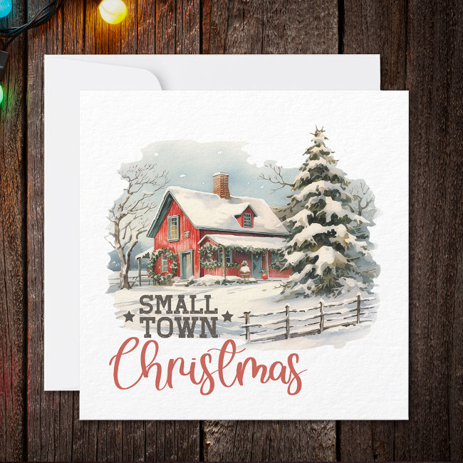 Rustic Small Town Christmas Farmhouse Holiday Invitations