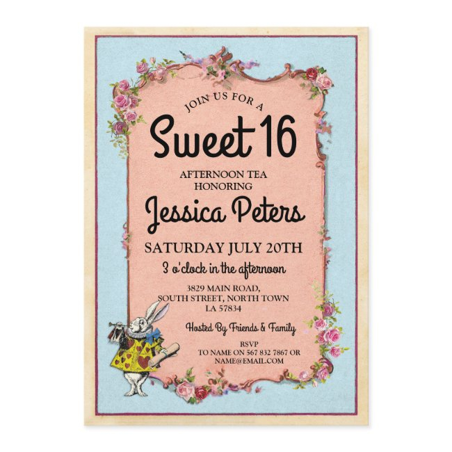 Rustic Sweet 16 Party Wonderland Rabbit Tea Invite