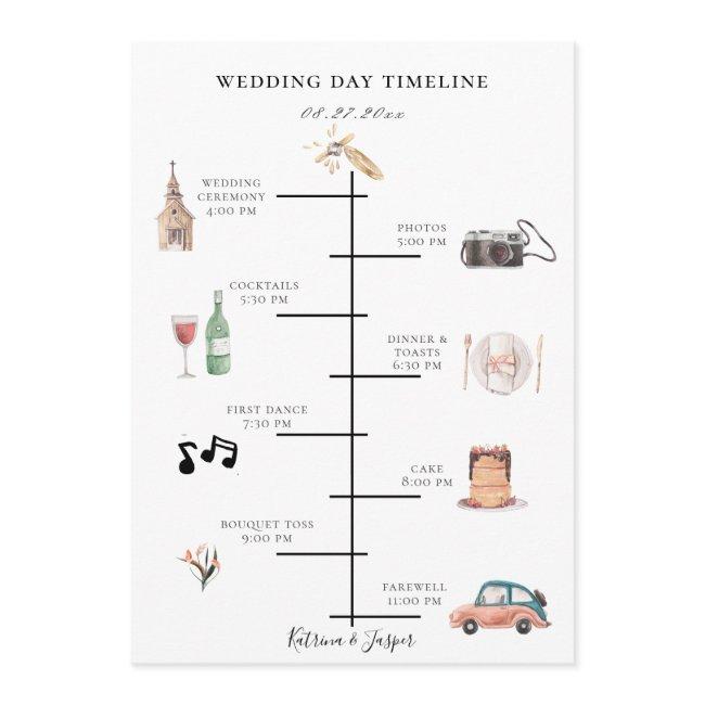 Rustic Watercolor Illustrated Map Wedding Timeline Program