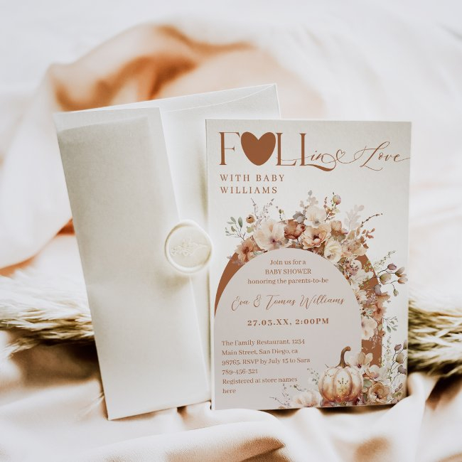 Rustic Wildflower Boho Fall Baby Girl Shower Invitation