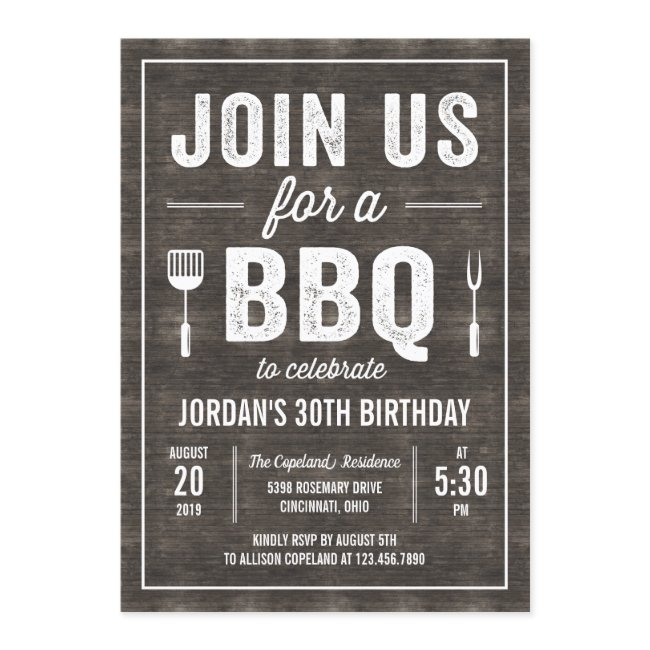 Rustic Wood Bbq Party Invitation Rwc