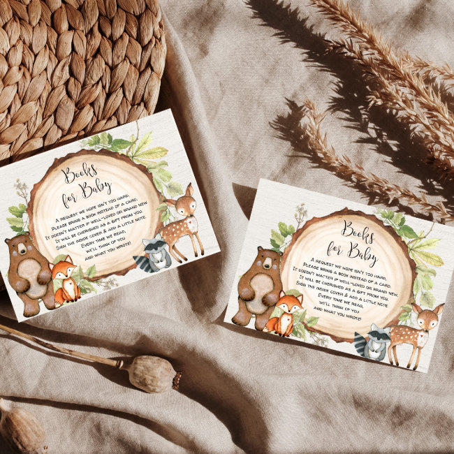Rustic Woodland Animals Book Request Baby Shower E Enclosure Invitations