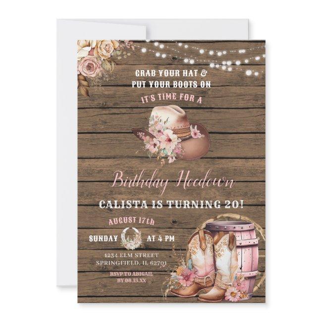 Rustic Woods Cowgirl Birthday Hoedown Invitation
