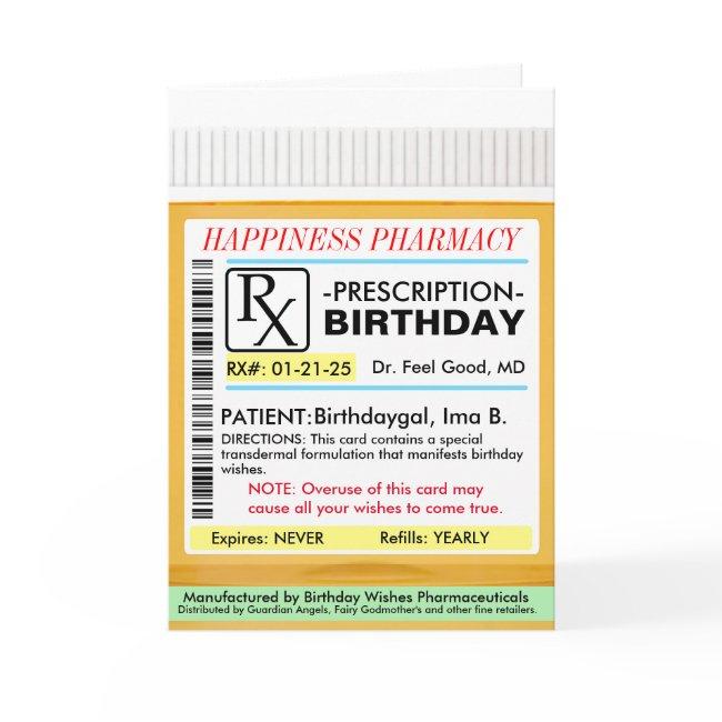 Rx Prescription For Birthdays Invitations