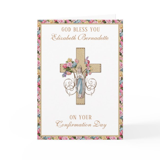 Sacrament Confirmation Virgin Mary Floral Holiday Invitations