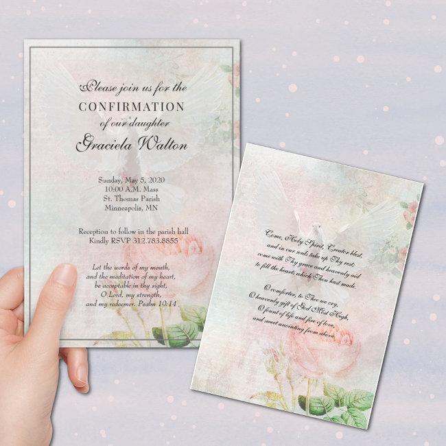 Sacrament Of Confirmation Floral Prayer Invitatio Invitation
