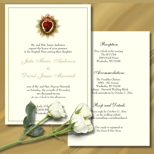 Sacred Heart Of Jesus Catholic Wedding Combo Invitation