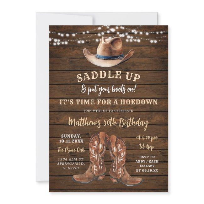 Saddle Up Cowboy Boots Rustic Birthday Hoedown Invitation