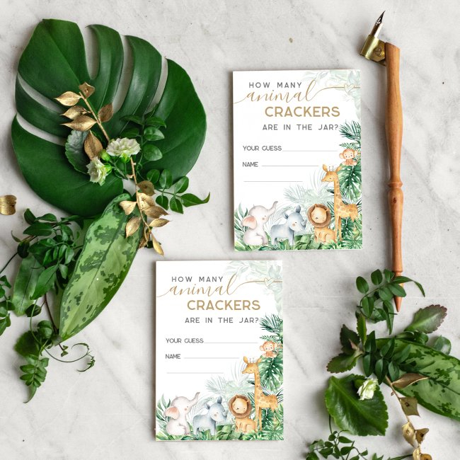 Safari Baby Animals Baby Shower Guess Game Enclosure Invitations
