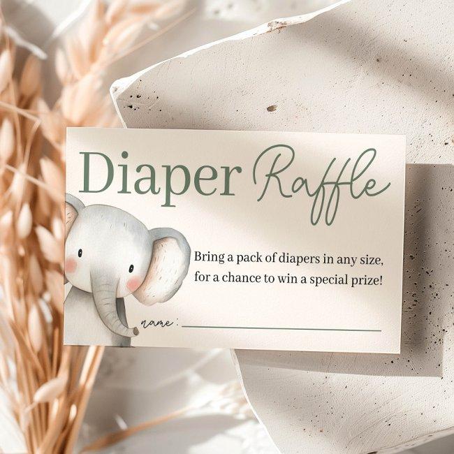 Safari Elephant Baby Shower Diaper Raffle Enclosure Invitations