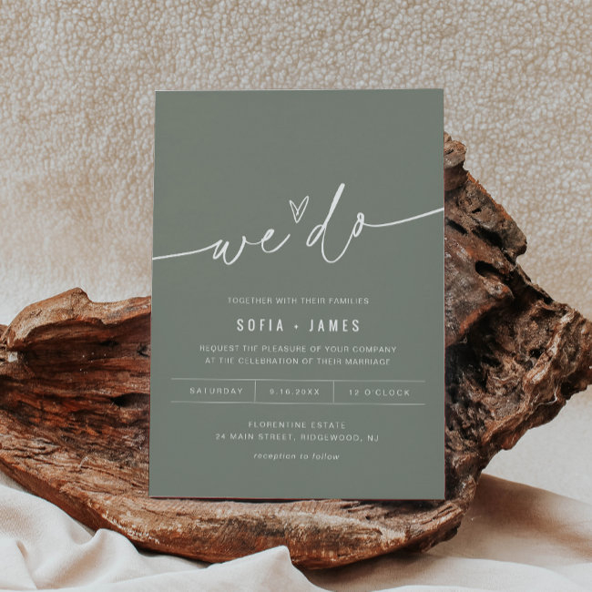 Sage Minimalist We Do Wedding Invitation