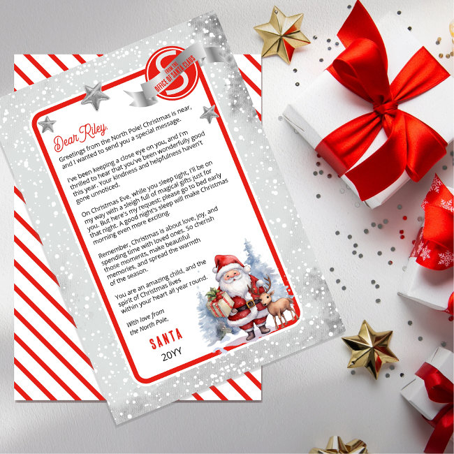 Santa And Reindeer Letter From Santa To Child Invitation