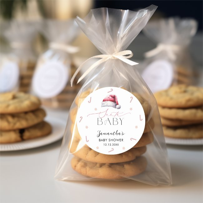 Santa Baby Christmas Baby Shower Classic Round Sticker