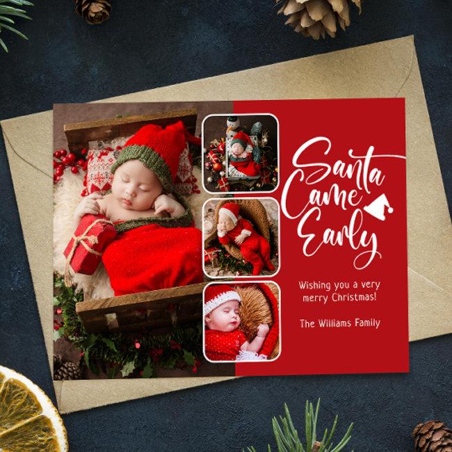 Santa Came Early Birth Announcement Photo Postinvitations