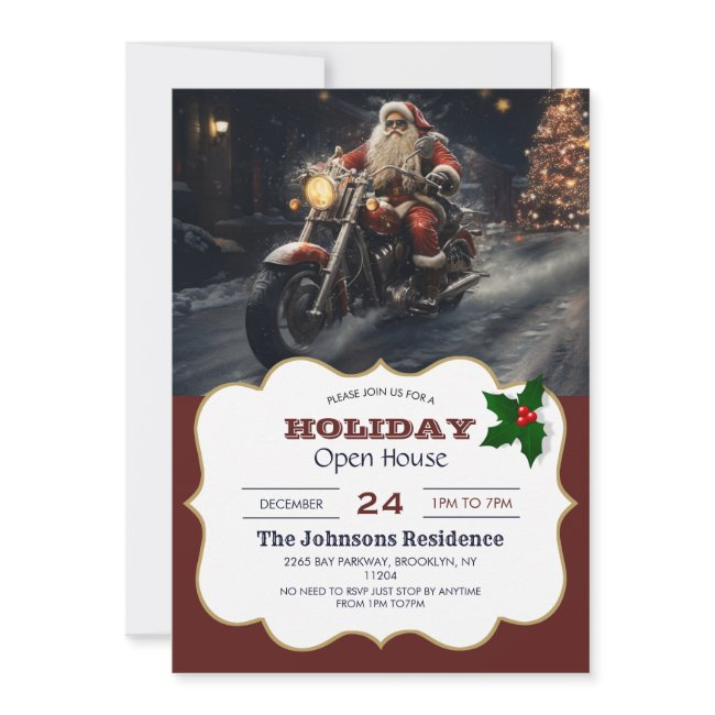 Santa Claus Christmas Biker Invitation