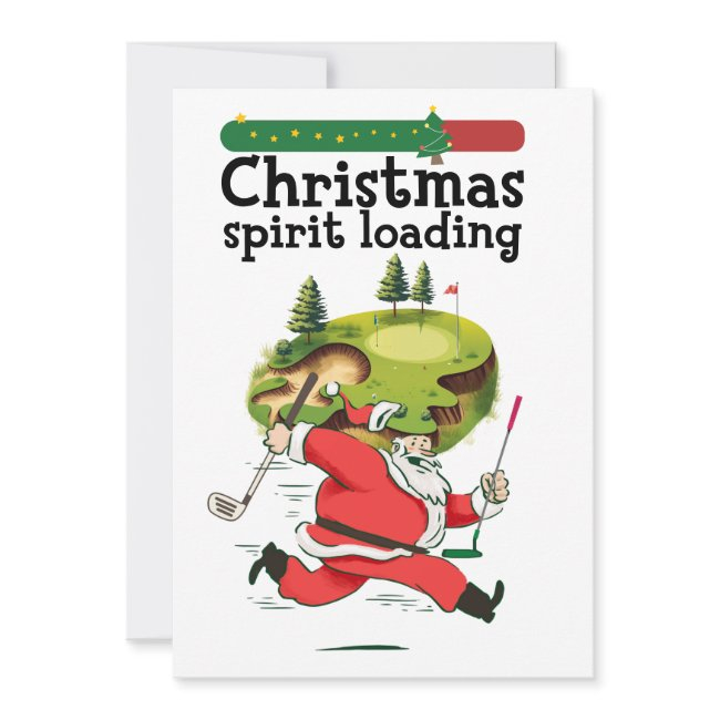 Santa Claus Golfer Running For Merry Christmas Invitation