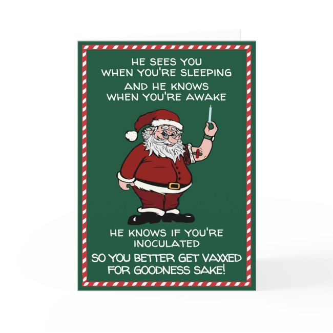 Santa Claus Is Coming To Town With The Vaccine Hol Holiday Invitations