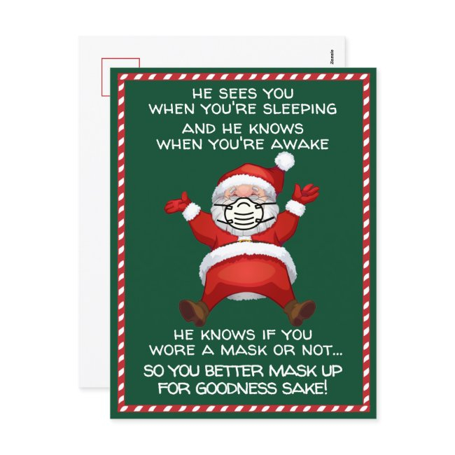 Santa Knows If You Wore A Mask Funny Christmas Holiday Postinvitations