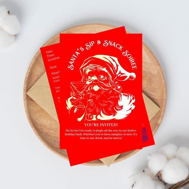 Santa's Sip & Snack Soiree Christmas Party Invitation