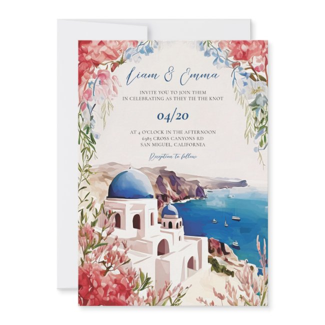Santorini Wedding Invite Greek Wedding Destination