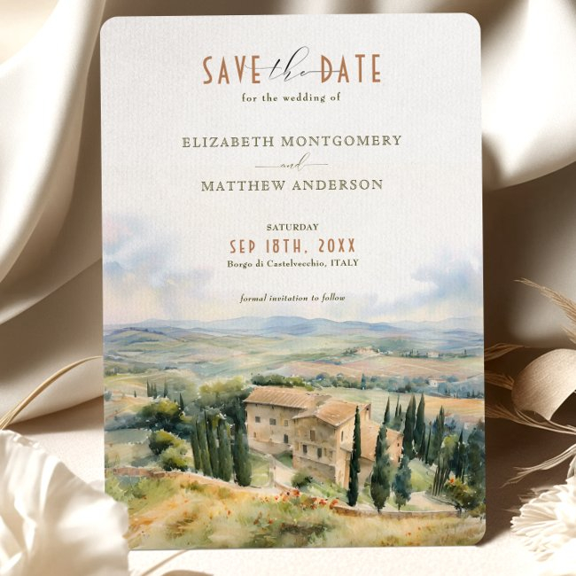 Save The Date Borgo Di Castelvecchio, Italy Invitation