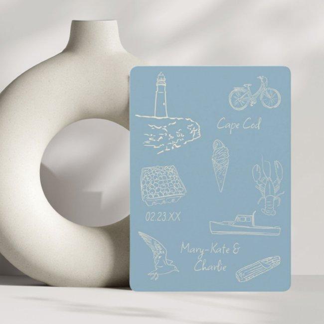 Save The Date Dusty Blue New England Summer Invitation