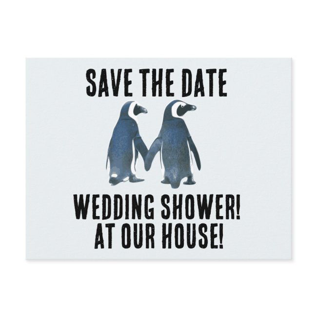 Save The Date Penguins Wedding Shower Invitations