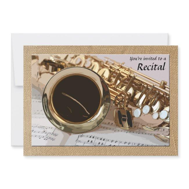 Saxophone And Sheet Music Invitation