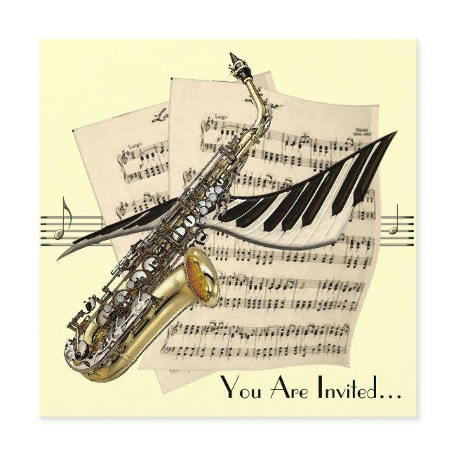 Saxophone Music Design Invitation