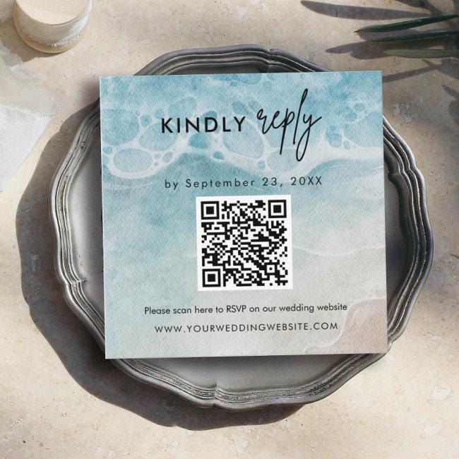 Scan Qr Code Rsvp Beach Wedding Insert