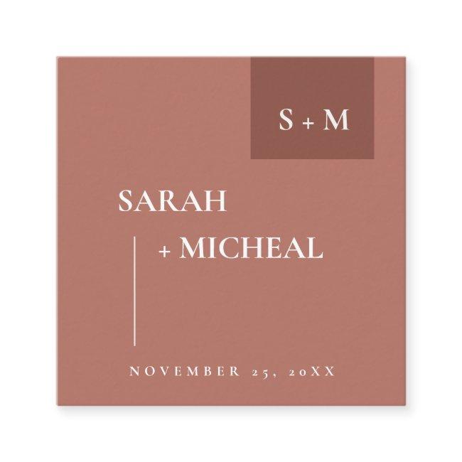 Scandi Terracotta Rust Monogram Wedding Website Square Business Invitations
