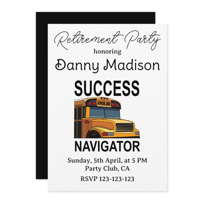 School Bus Driver Retirement Party Invitation