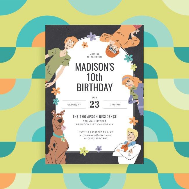 Scooby-doo Characters Groovy Chalkboard Birthday Invitation