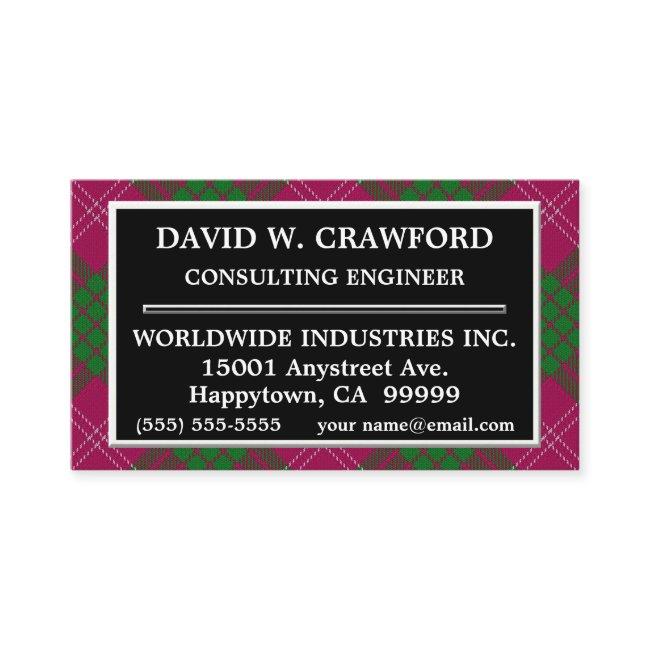 Scottish Clan Crawford Tartan Plaid Business Invitations