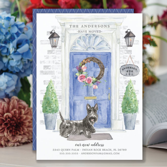 Scottish Terrier Front Door Moving Announcement