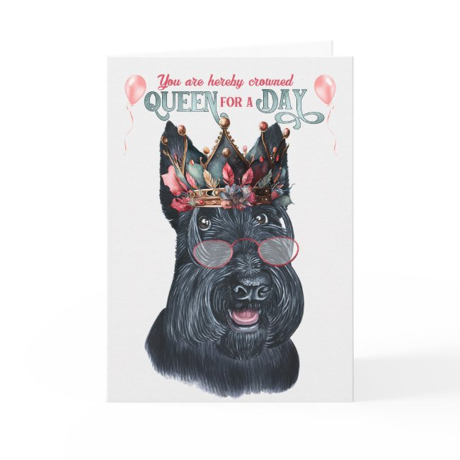 Scottish Terrier Queen For A Day Funny Birthday Invitations