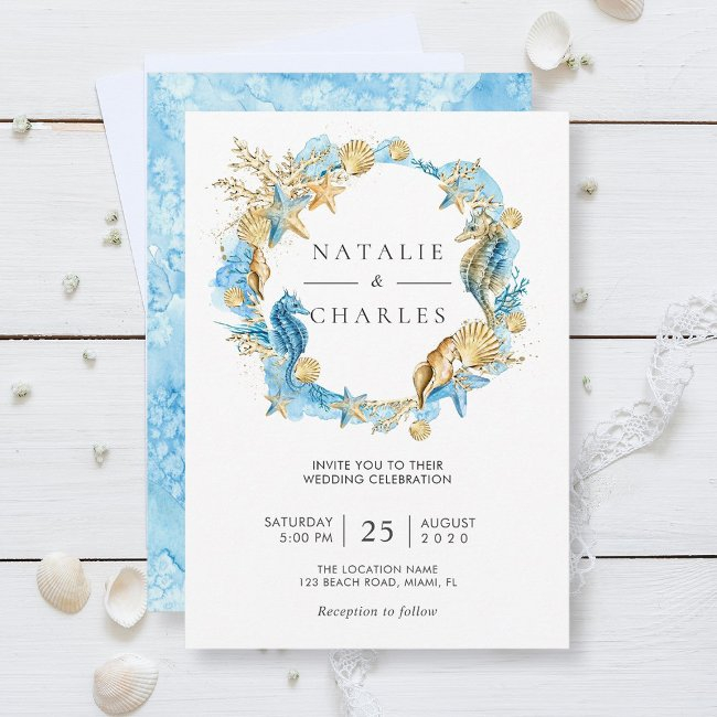 Sea And Beach Summer Wedding Invitation