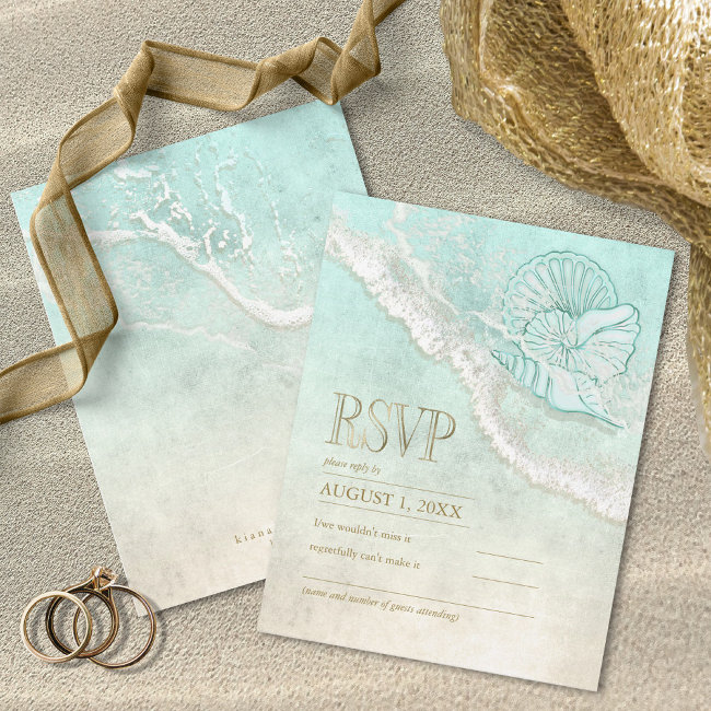Sea Foam Beach Wedding Id837 Rsvp Invitations