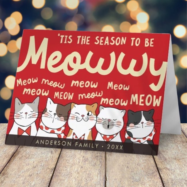 Season To Be Meowwy Funny Cute Cats Caroling Holiday Invitations