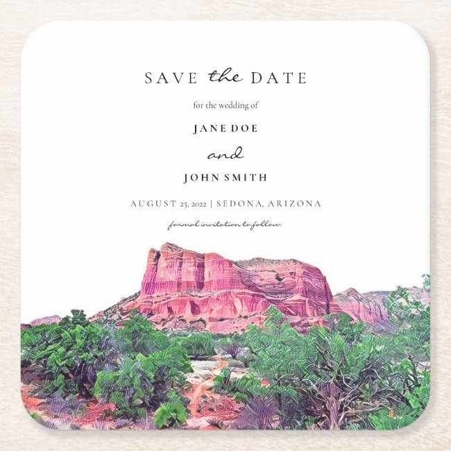 Sedona Arizona Paper Coaster Save The Date